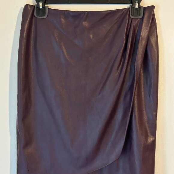 Calvin Klein Purple Ruched Faux-Leather Skirt - Picture 1 of 2